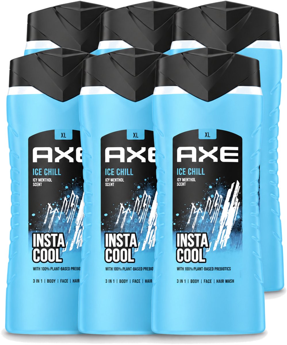 6 x Axe XL - 3-in-1 Douchegel - Ice Chill - Icy Menthol - Insta Cool - 400 ml - Voordeelverpakking - 6 stuks
