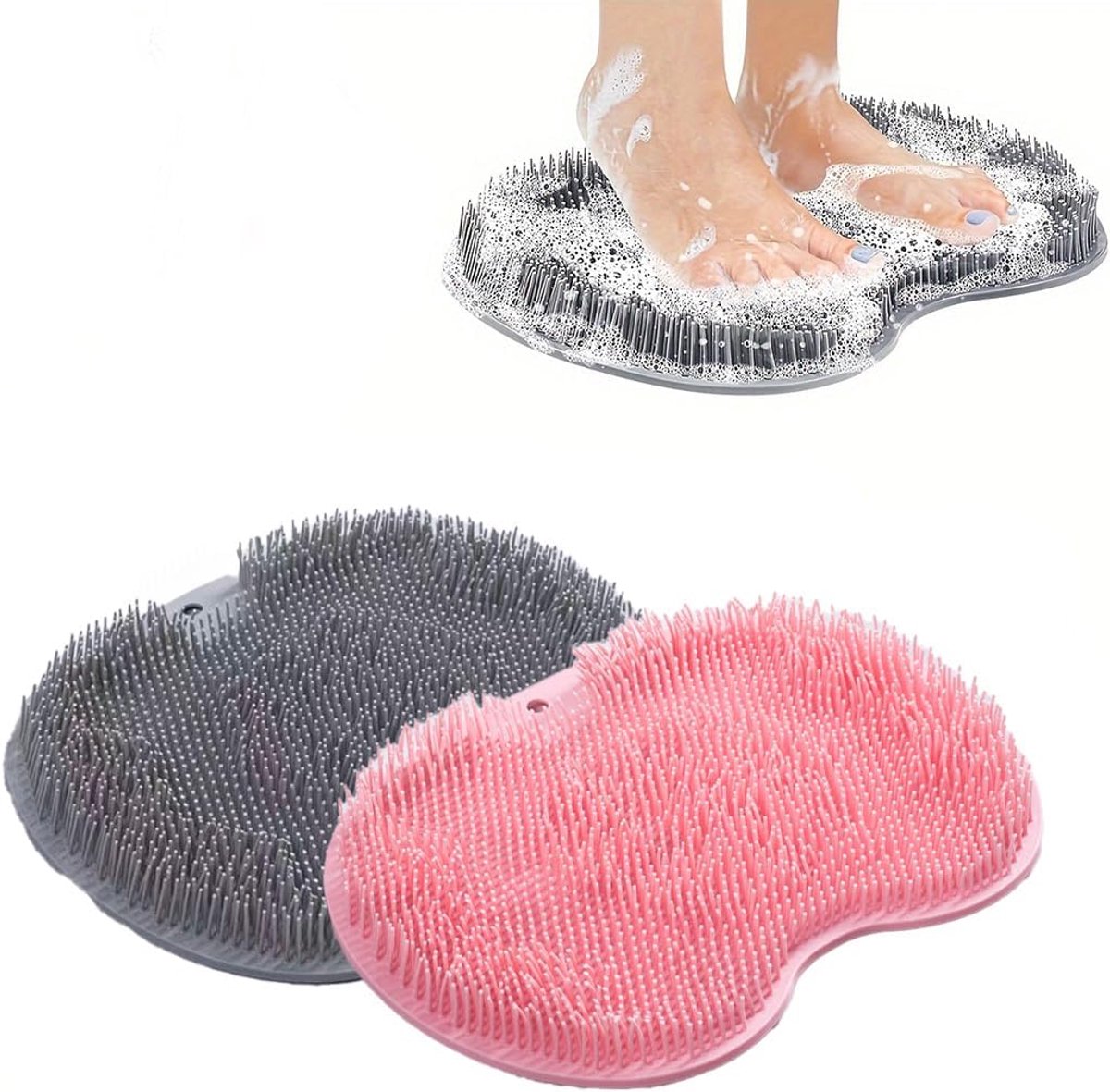 Voetenschrubber Massagepad - 2 Stuks - Grijs, Roze - Exfoliatie en Bloedcirculatie - ShopVlot
