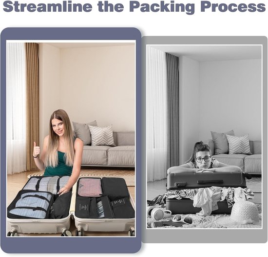 Organizers voor Koffers, 9-delige Set Inpak Cubes, Compressie Tassen voor Backpack, Reisaccessoires voor Kleding en Schoenenopslag — afbeelding 2