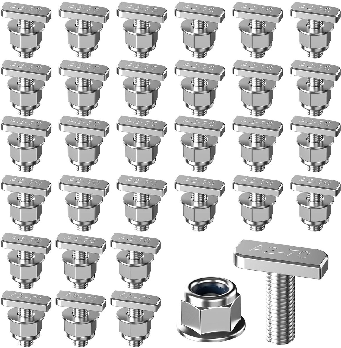 30 Stuks M8 x 20mm T Hammerkop Schroeven met Flensmoer voor Bevestiging en Montage