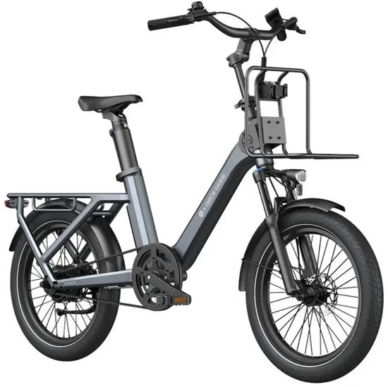 ADO Air One Ultra - Elektrische Fiets - 20 inch - 250W motor - Actieradius tot 100 km - Automatische 3 versnellingen - 370Wh accu - Voorvering - Grijs — afbeelding 2