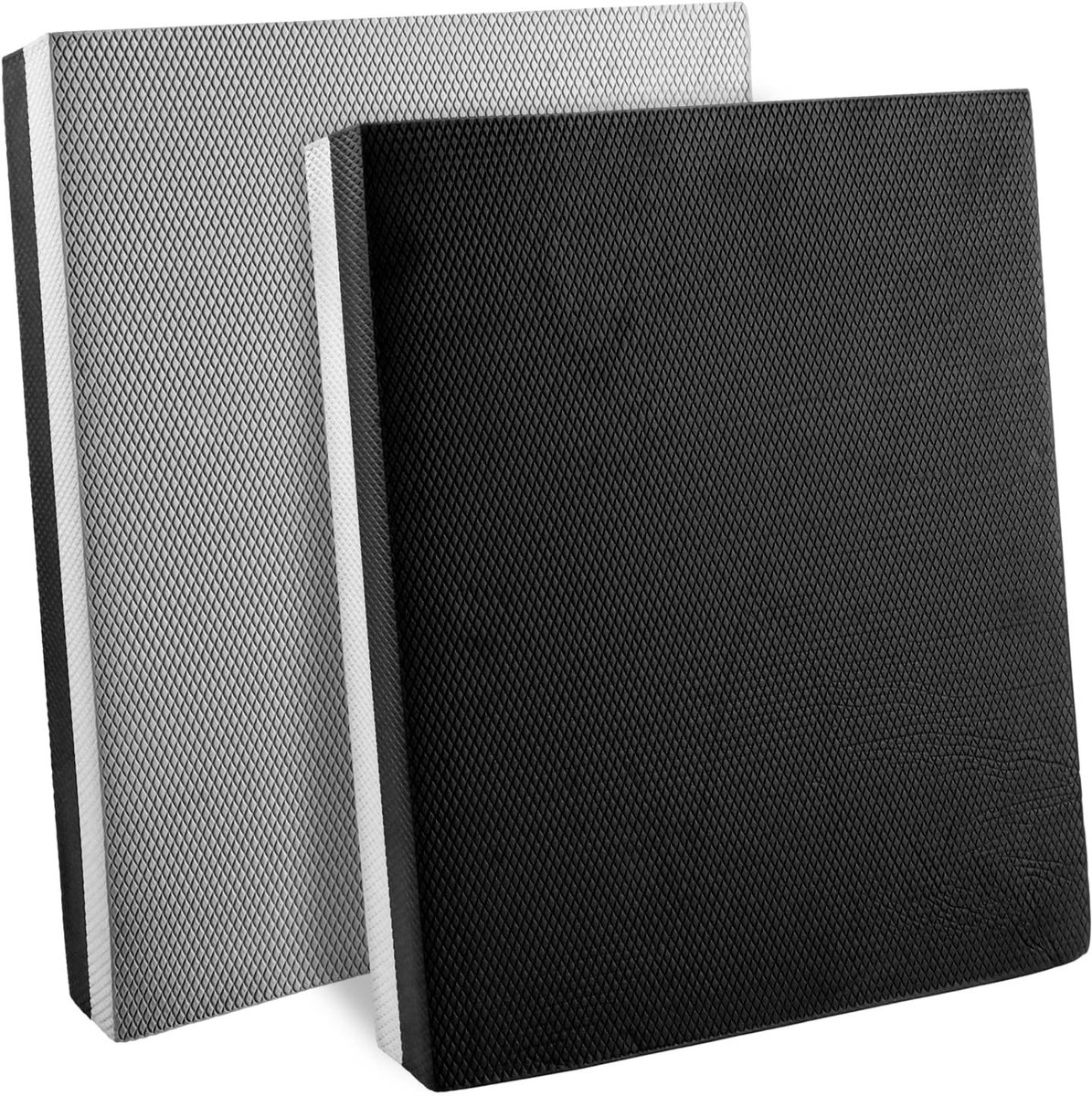 Balanskussen 40 x 33 x 6 cm, antislip en duurzaam voor stabiliteitstraining, yoga en fitnessoefeningen, zwart/grijs, set van 2 stuks