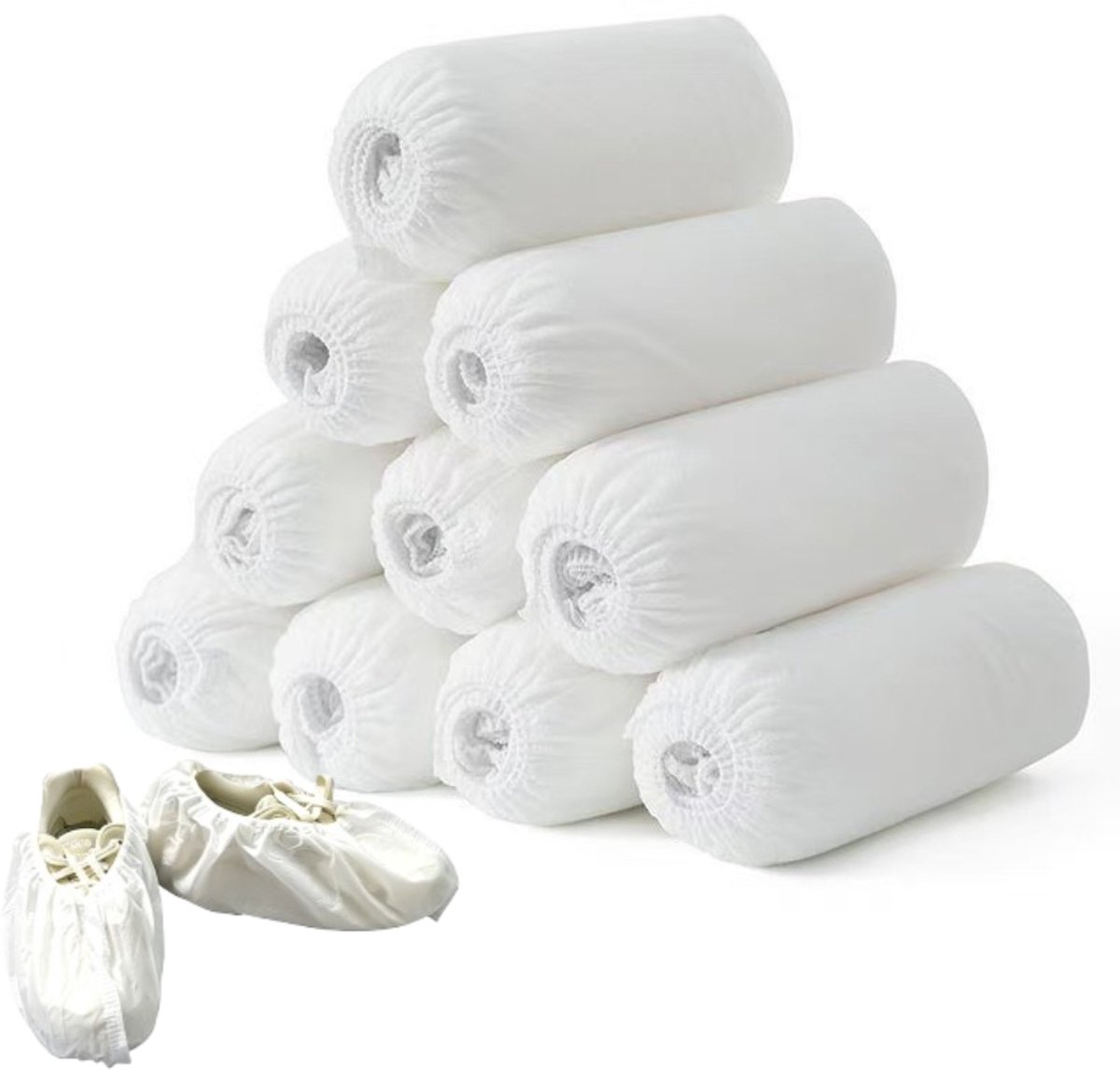 Set van 200 – Schoenovertrekken – Non-woven materiaal – Waterdicht – Antislip – Ademend – Geschikt voor gebruik binnenshuis, bouwvakkers, vloerbescherming (Wit – 15 x 40 cm)