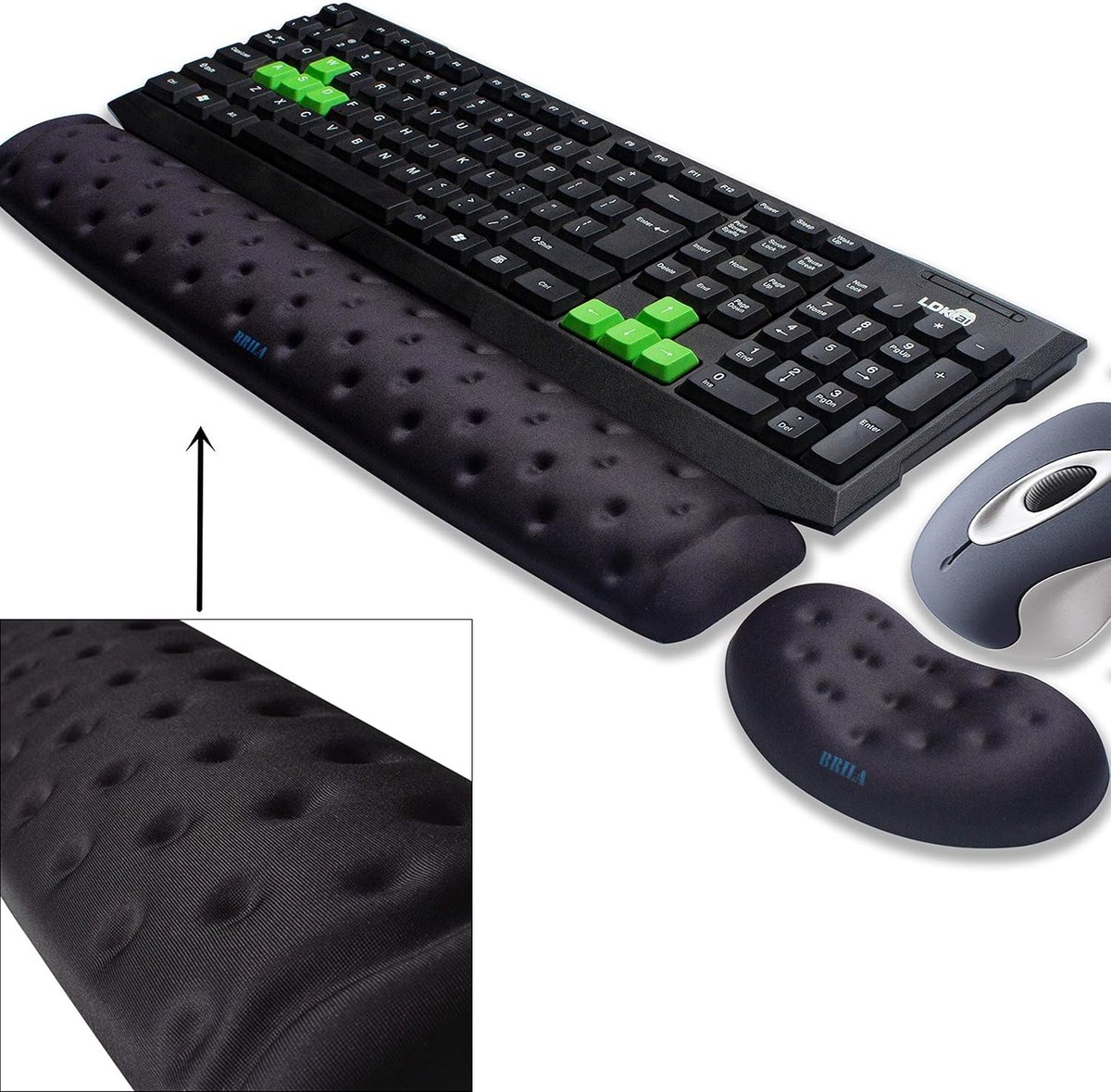 Ergonomische Polssteun Set van Geheugenfoam voor Computer en Laptop - Ideaal voor Kantoor en Gaming met Massagefunctie