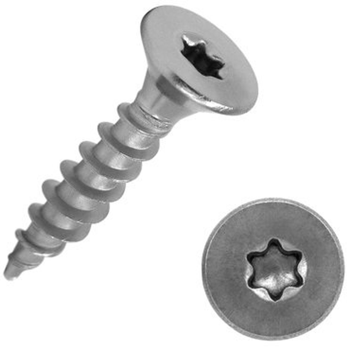 Roestvrije spaanplaatschroeven - Universele houtschroeven - Voor houtbouw - Voor terrassen en meubels - Met volledige schroefdraad - Versterkt - 35 x 16 mm - 200 stuks