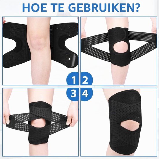 Verstelbare Kniebandage met Zijsteun en Siliconen Pads voor Sport en Kniepijn, Ondersteuning voor Rotula en Ligamenten — afbeelding 2