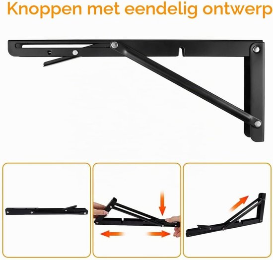 Stevige Vouwsteun 300mm van RVS voor Opklapbare Planken en Meubels, Set van 2 Stuks — afbeelding 3