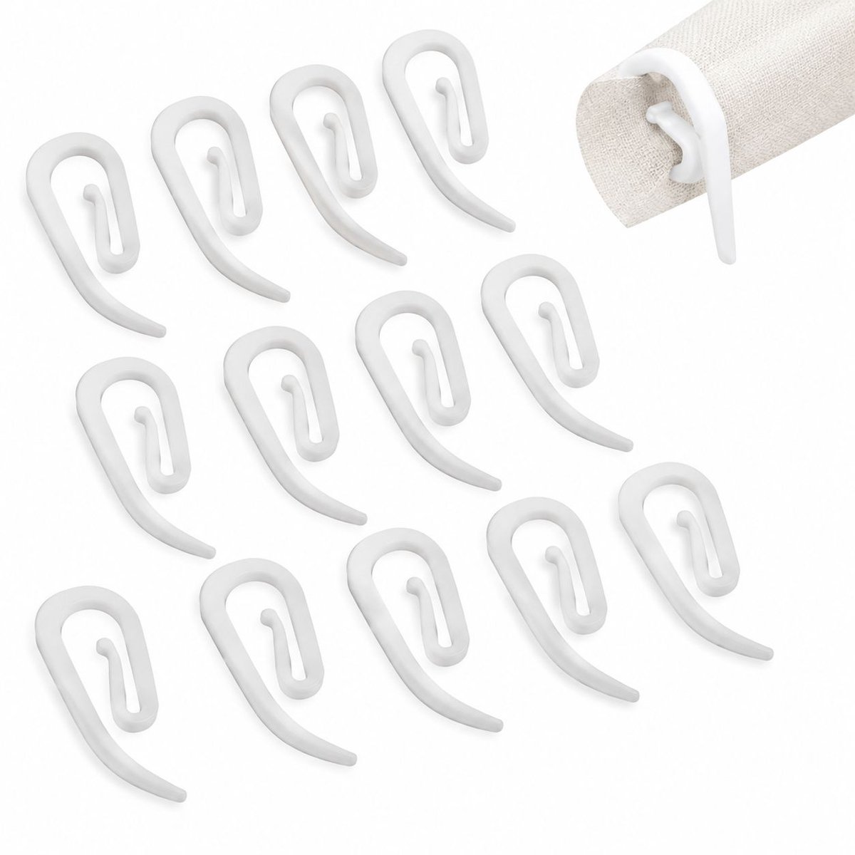 VHV - Curtain glijder hooks - 200 stuks - Wit plastic gordijnhaken - Gordijnhaken set - Gordijnrunners - Gordijn runner - Badkamerhaken - voor deur