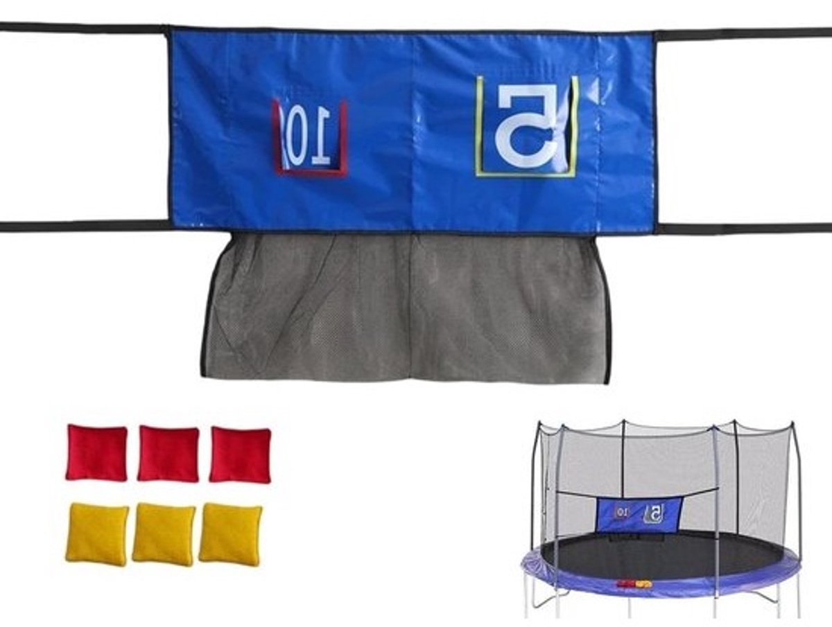 Werpspel trampoline - zandzak werpen - buiten spelen - waterdicht PVC - 96 cm - meerkleurig