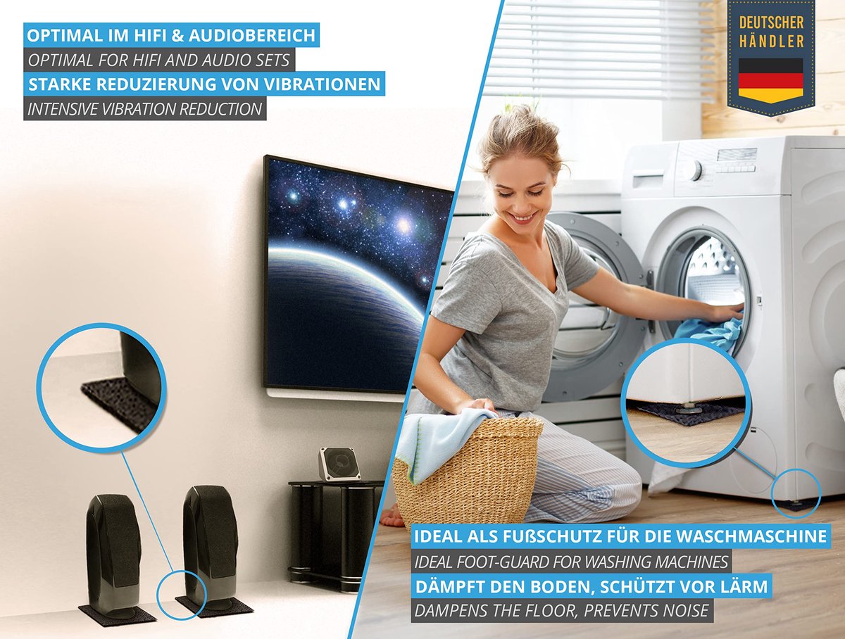 4 STUKS Wasmachines XXL Onderleggers Rubberen Pads Trillingsdempers Veilige Standaard voor Droger Meubels en Kasten - ShopVlot