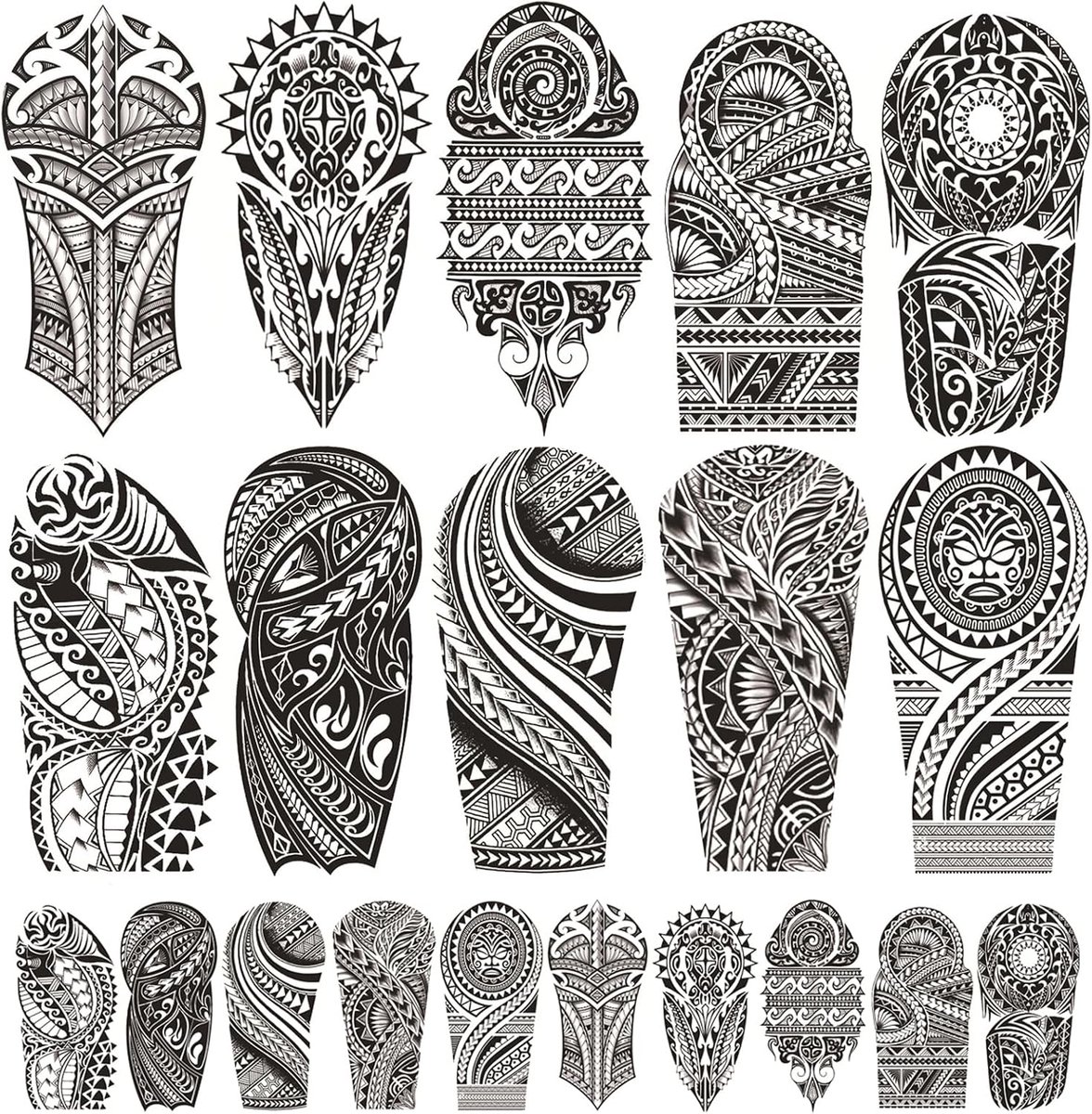 20 Vellen Nep Tatoeages Waterdichte Stickers Zwarte Kleuren Half Arm Waterdichte Tijdelijke Tattoo Realistische Tijdelijke Tatoeages Voor Vrouwen Zelfklevende Tatoeages Voor Volwassenen