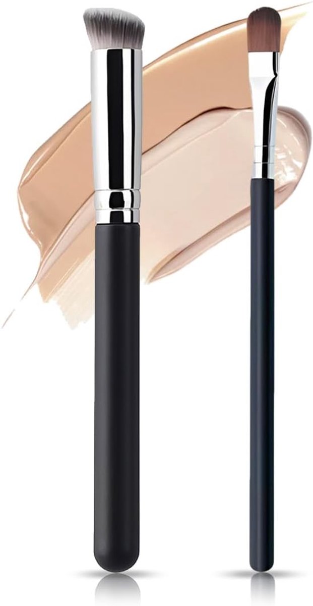 2-Piece Makeup Brush Set for Foundation, Concealer, Eyeshadow, Professional and Travel with Case, 16 cm and 13 cm - ShopVlot