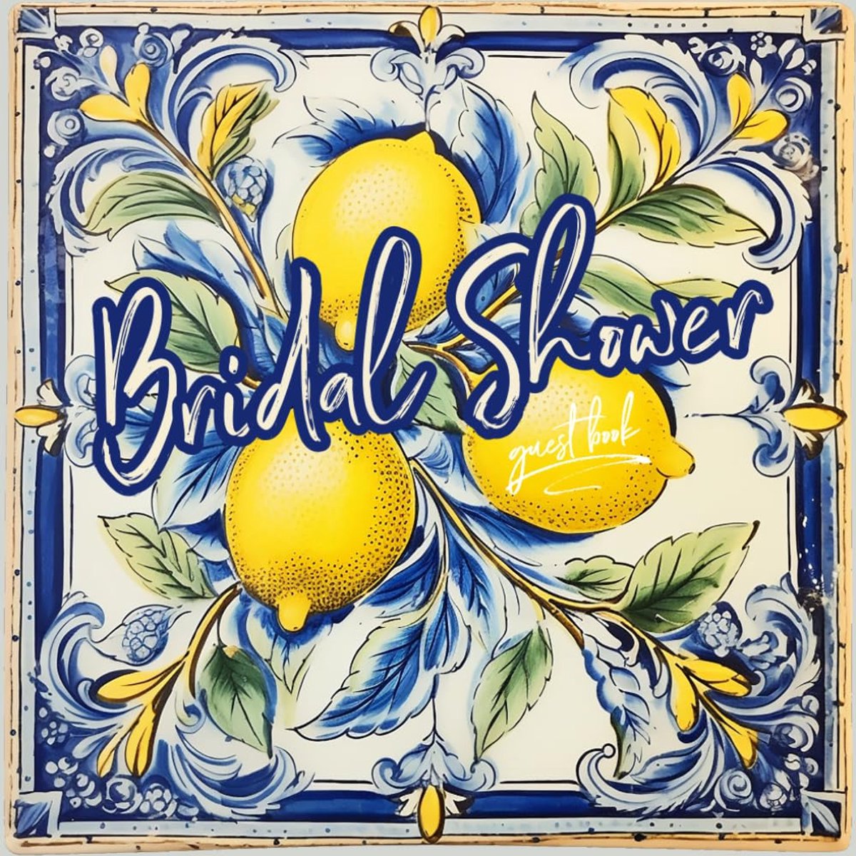 Bridal Shower Guest Book: Lemon Tile Memory Book for Bachelorette Party - ShopVlot