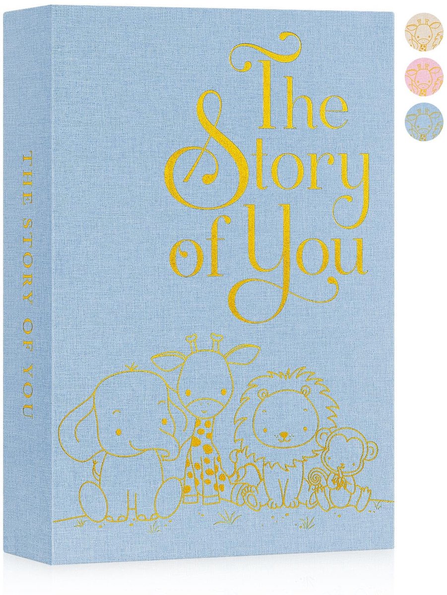 Baby fotoalbum 10x15 300 vakjes - dieren linnen - herinneringsboek voor pasgeboren - bewaart dierbare momenten - ShopVlot