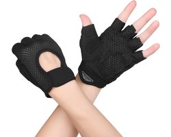 1 Paar Halfvinger Sporthandschoenen, Anti-slip Silicone Grip, Ademende Trainingshandschoenen voor Mannen en Vrouwen, Universele Fitness Handschoenen, Geschikt voor Gewichtheffen, Krachttraining, Fietsen en Sportschool, Beschermt tegen Eelt, L Maat