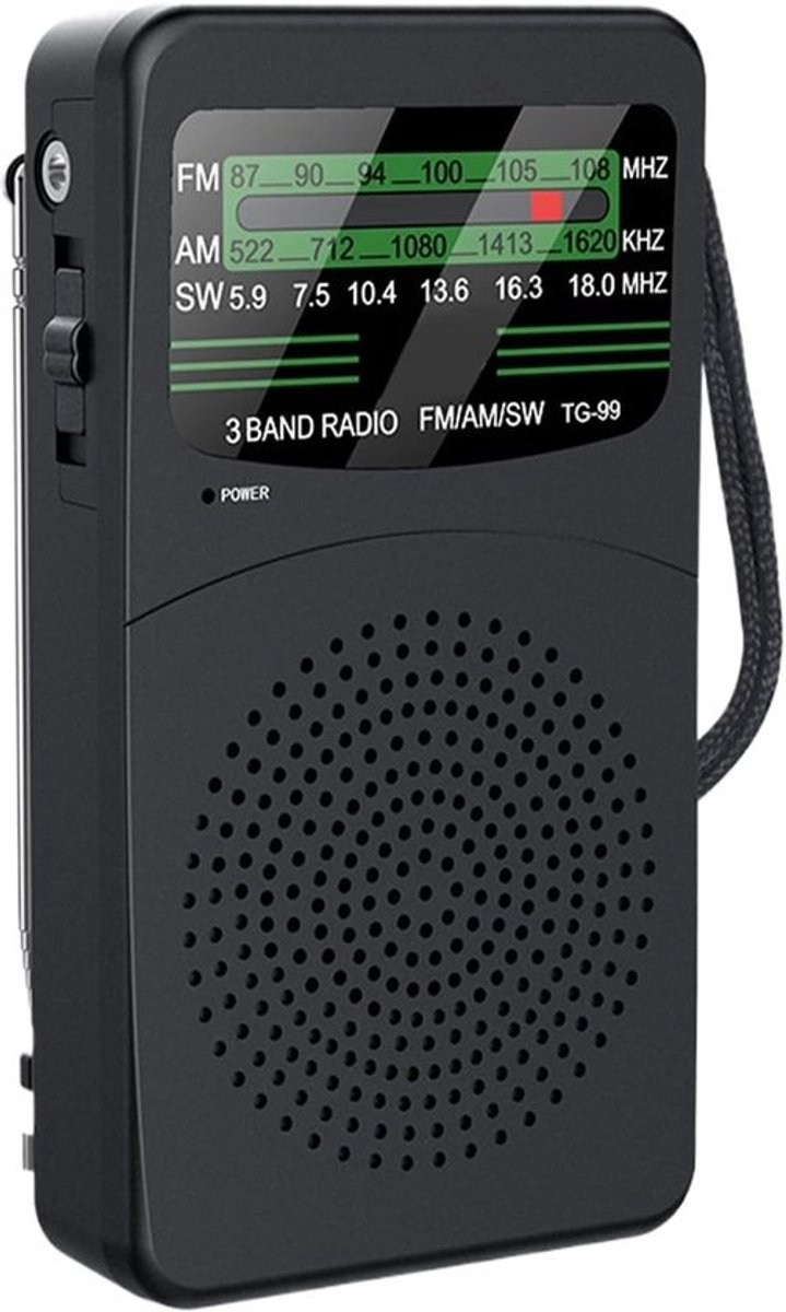 Draagbare radio - Meerbandontvanger - Voor noodgevallen en buitengebruik - Hoge gevoeligheid - Compact formaat