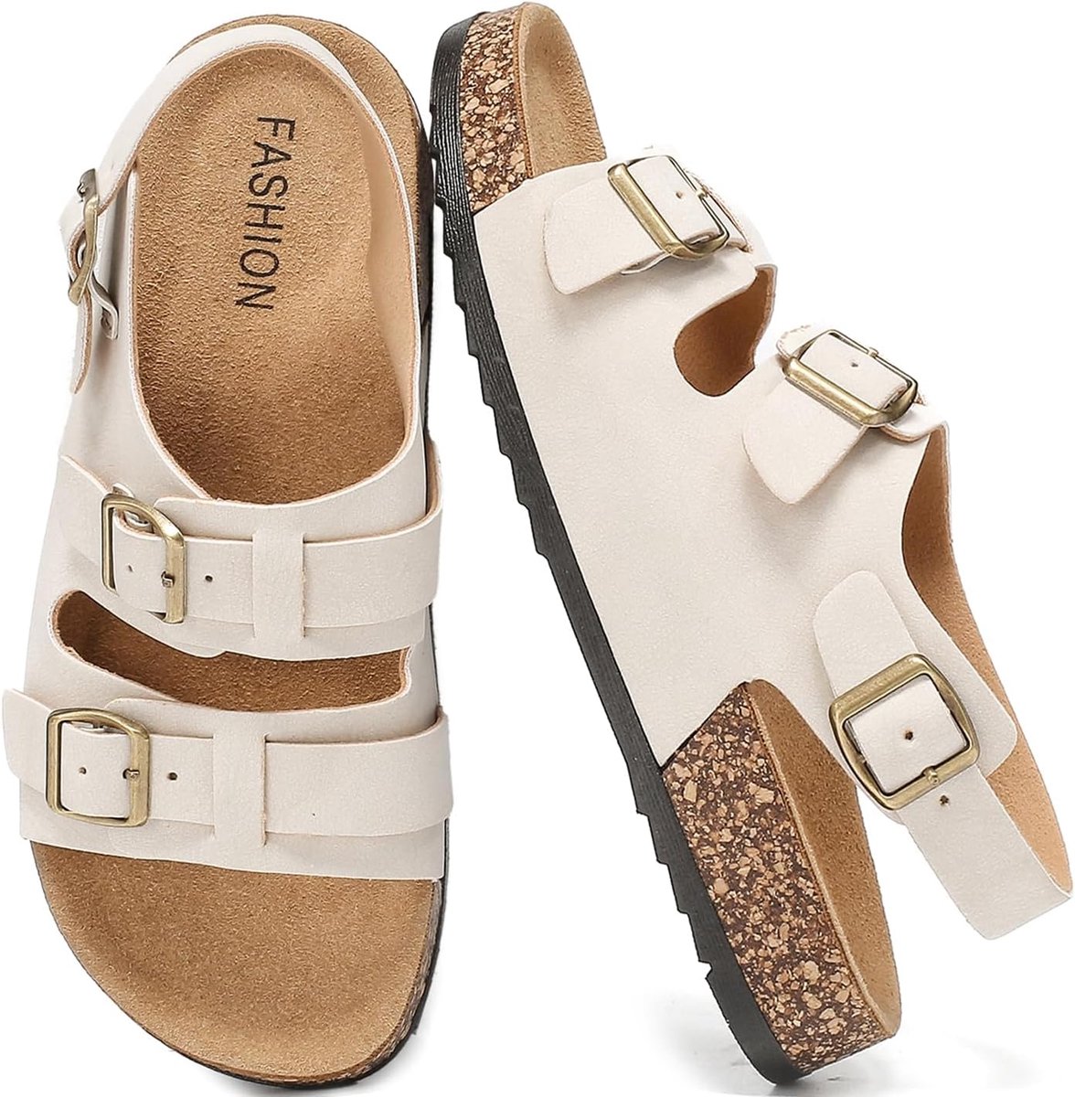 Women's Cork Footbed Sandals Men Adjustable Strap Clogs Non-Slip Rubber Sole Comfortable Summer Trekking Sandals - ShopVlot