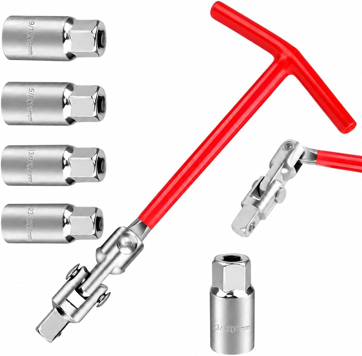 Spark Plug Wrench, Universal Spark Plug Wrench, 16 mm, 18 mm, 21 mm, T Handle, Spark Plug Wrench, Tool Set for Cars - ShopVlot