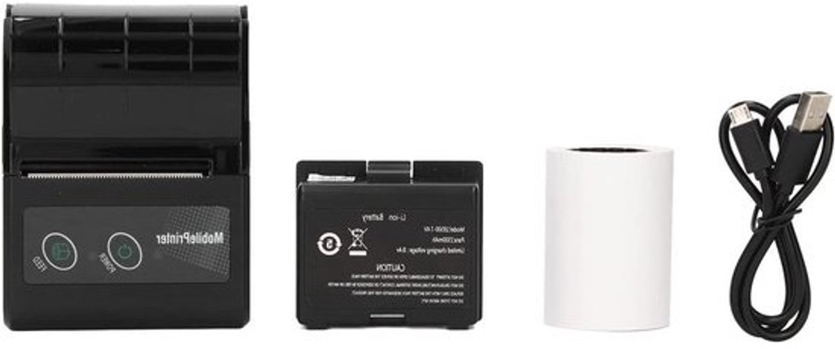 Bonprinter - Ticketprinter - Labelprinter - Kleine tickets printen - Bediening via smartphone - 16 x 13 x 7 cm - Zwart