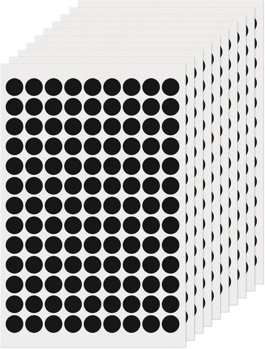 1170pcs Black Round Labels 13mm Color Coded Circular Dots Vinyl Waterproof Self Adhesive Removable Name Tags for Home - ShopVlot