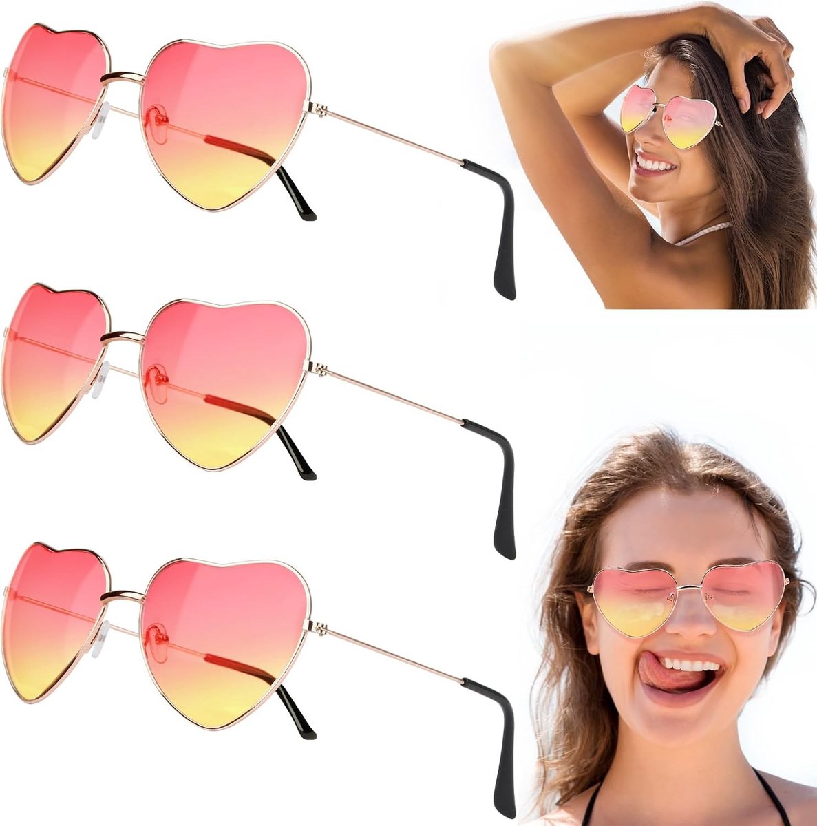Retro Hippie Zonnebrillen voor Mannen en Vrouwen - 2 Paar Kostuum Zonnebrillen voor Feesten en Festivals