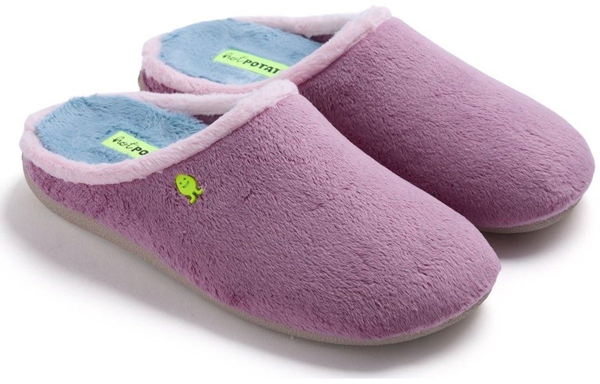 Hot Potatoes pantoffels dames roze – warme huisschoenen met uitneembare zool