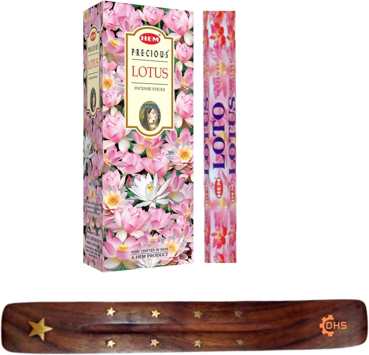 HIM Incense Sticks PRECIOUS LOTUS Full Box of 6 with DHS Incense Stick Holder for Yoga, Meditation, Healing - ShopVlot