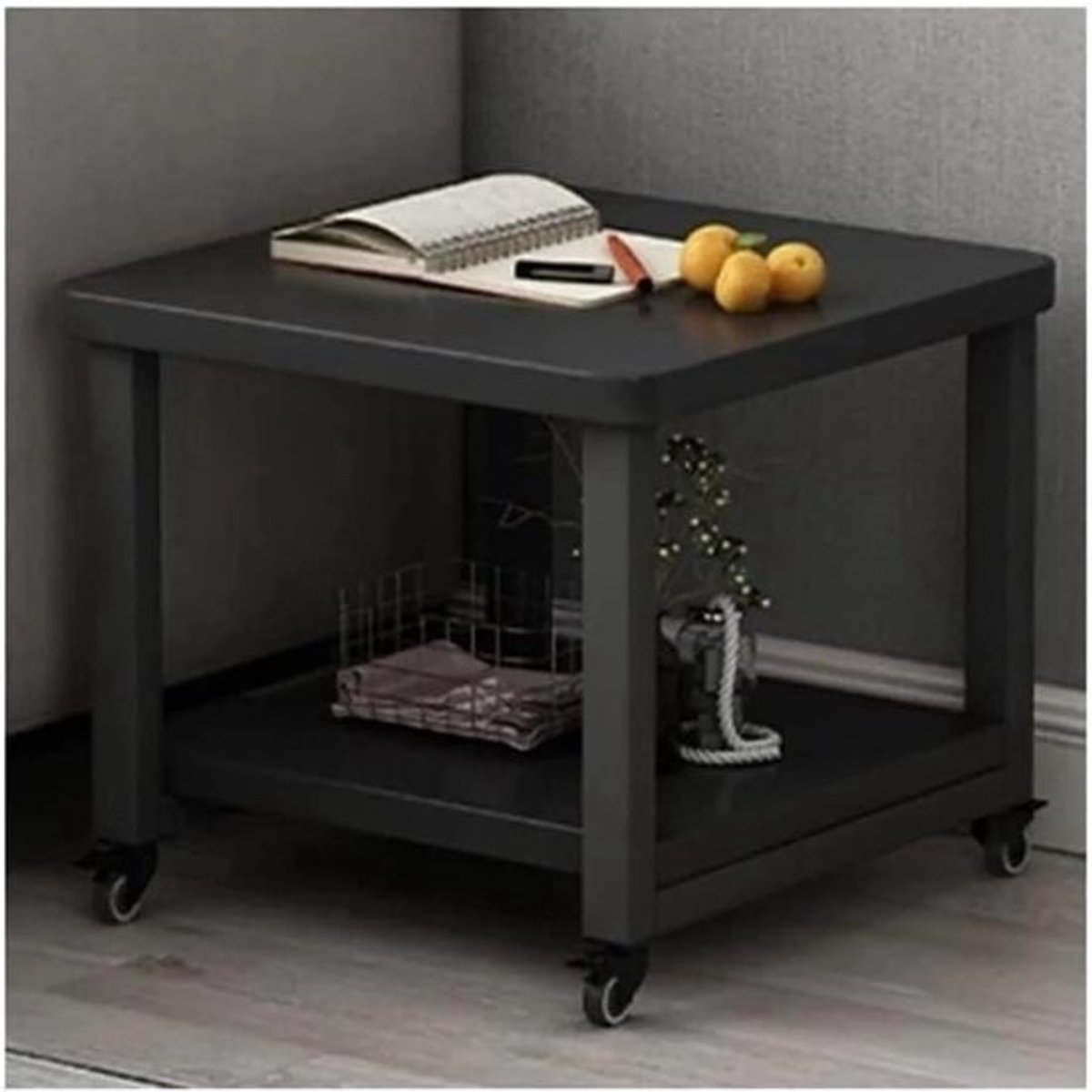 Printertafel met wielen - Rollende printerstandaard - Voor kantoororganisatie - Met vergrendelbare wielen - 50 x 50 x 50 cm - Multicolor