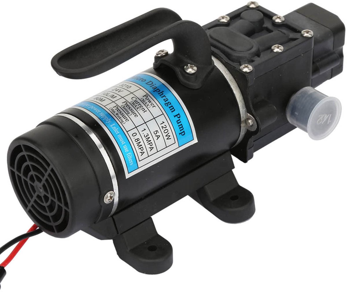 Elektrische Waterpomp 120W - Zelfaanzuigende Membraanpomp - 24V met overstroombeveiliging - ShopVlot