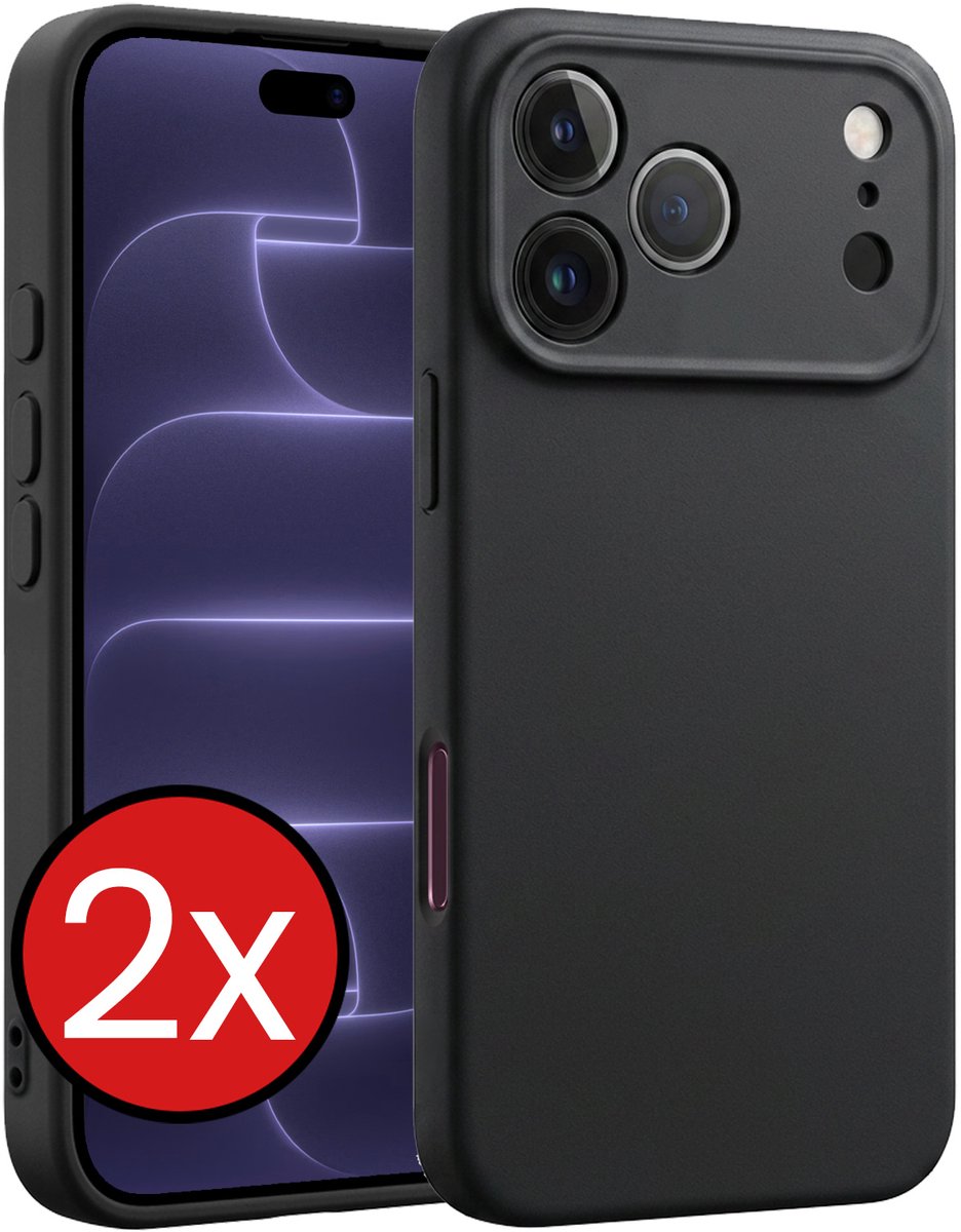 Hoesje - 2 Stuks - Geschikt voor Apple iPhone 18 Pro - Sterk & Shockproof - Telefoonhoes - Back Cover - Case Siliconen - Telefoon Hoes - Zwart