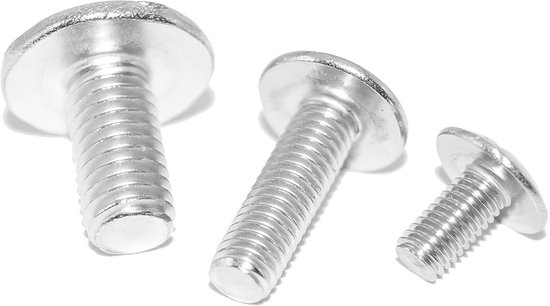 Large Head Flat Round Screws M6X45 10pcs NF E 25-129 A2 Stainless Steel, Low Head, Double Slot - ShopVlot — afbeelding 5