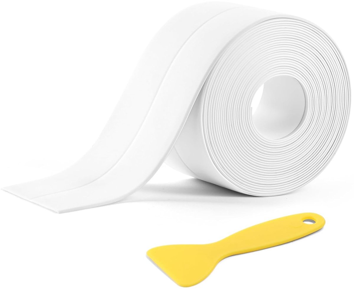 Zelfklevende Waterdichte Afplaktape voor Badkuip, Raam en Keukenspoelbak - Schimmelbestendig en Vuilafstotend (Wit, 3.8 cm)
