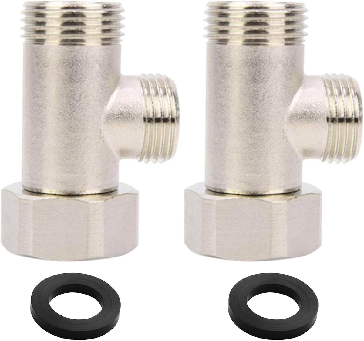 Hoekventiel 3/8 inch - Hoogwaardige T-stuk Waterverbinding voor Sanitair, Toiletten en Wasmachines - Koper en Nikkel Geplateerd