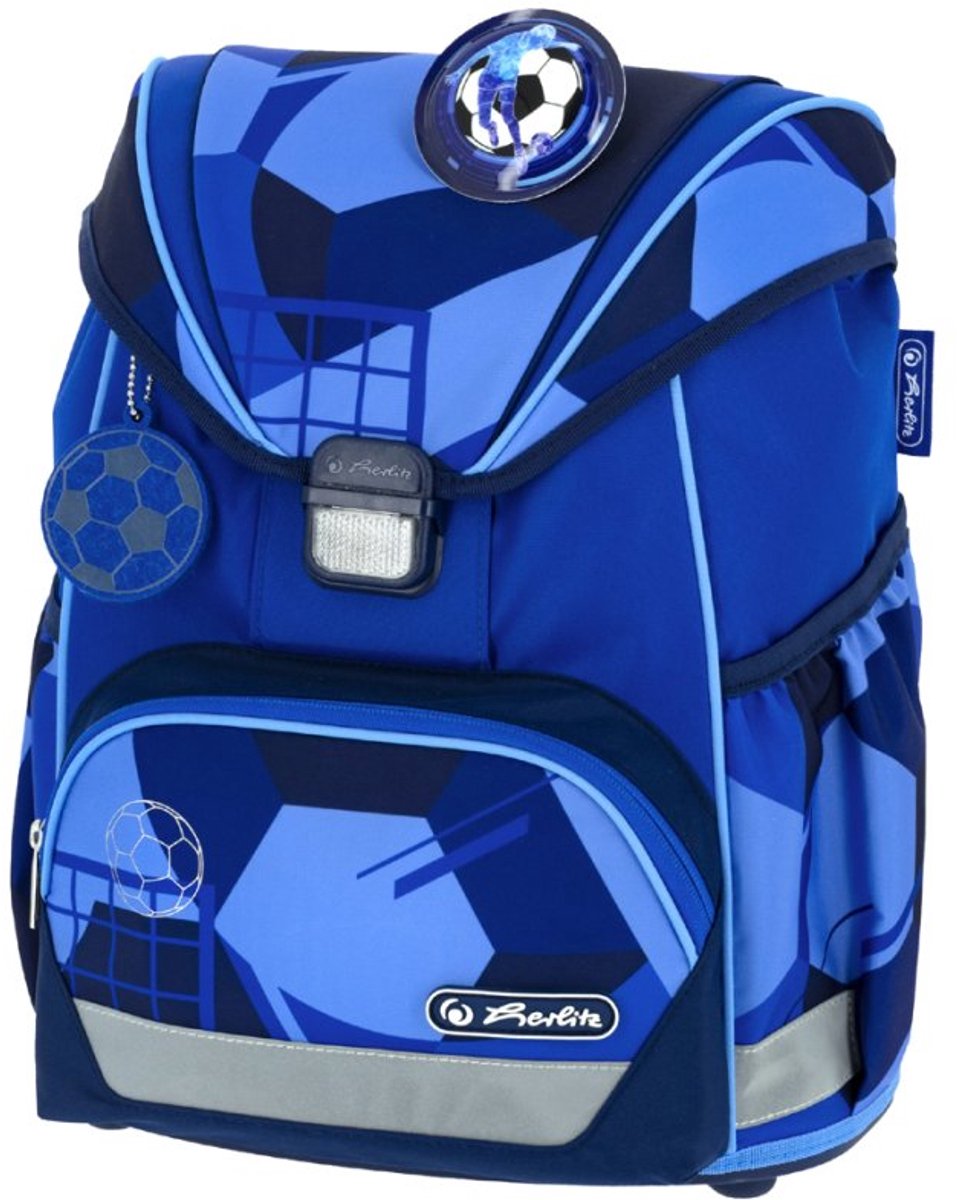 herlitz schooltas UltraLight Plus Blue Goal, voetbalmotief, donkerblauw/lichtblauw, 16 liter