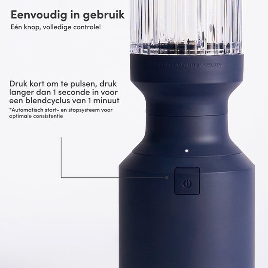 BEAST Mighty 850 Plus Krachtige Compacte Blender Smoothie To Go - 850W - 3 XL Tritan Bekers - Mixt Moeiteloos IJs & Bevroren Fruit - Navy van BEAST — afbeelding 4