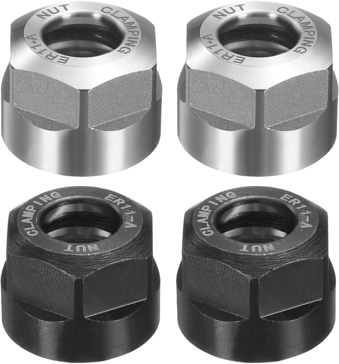4 Stuks ER11-A(M14) Type Collet Nut met Dynamische Balanceringsgaten van 40Cr Legeringstaal voor CNC Machines, Frees- en Draaigereedschap
