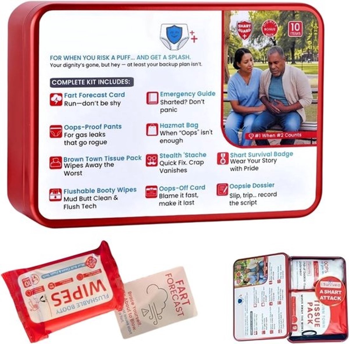 Survivalpakket - Outdooruitrusting - Voor avontuurlijke reizen - Interactief - humoristisch - 14.7 x 10.6 cm