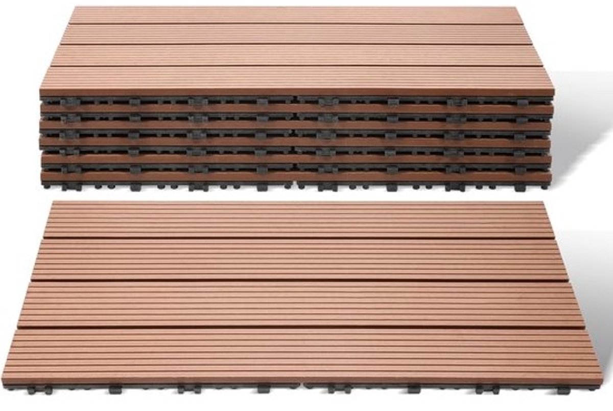 WPC-terrastegels 6 stuks houtlook kliksysteem voor balkon en tuin