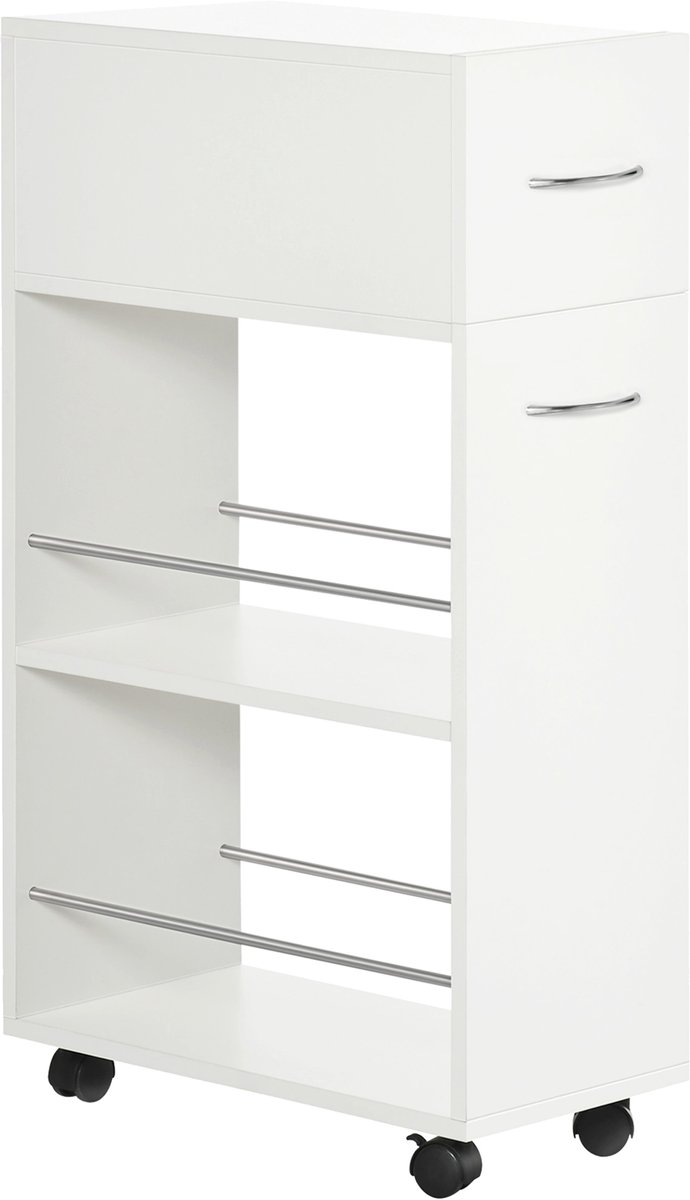 Keukenwagen - Mobiele opbergwagen met praktische vakken voor keuken, badkamer en woonkamer - model 132