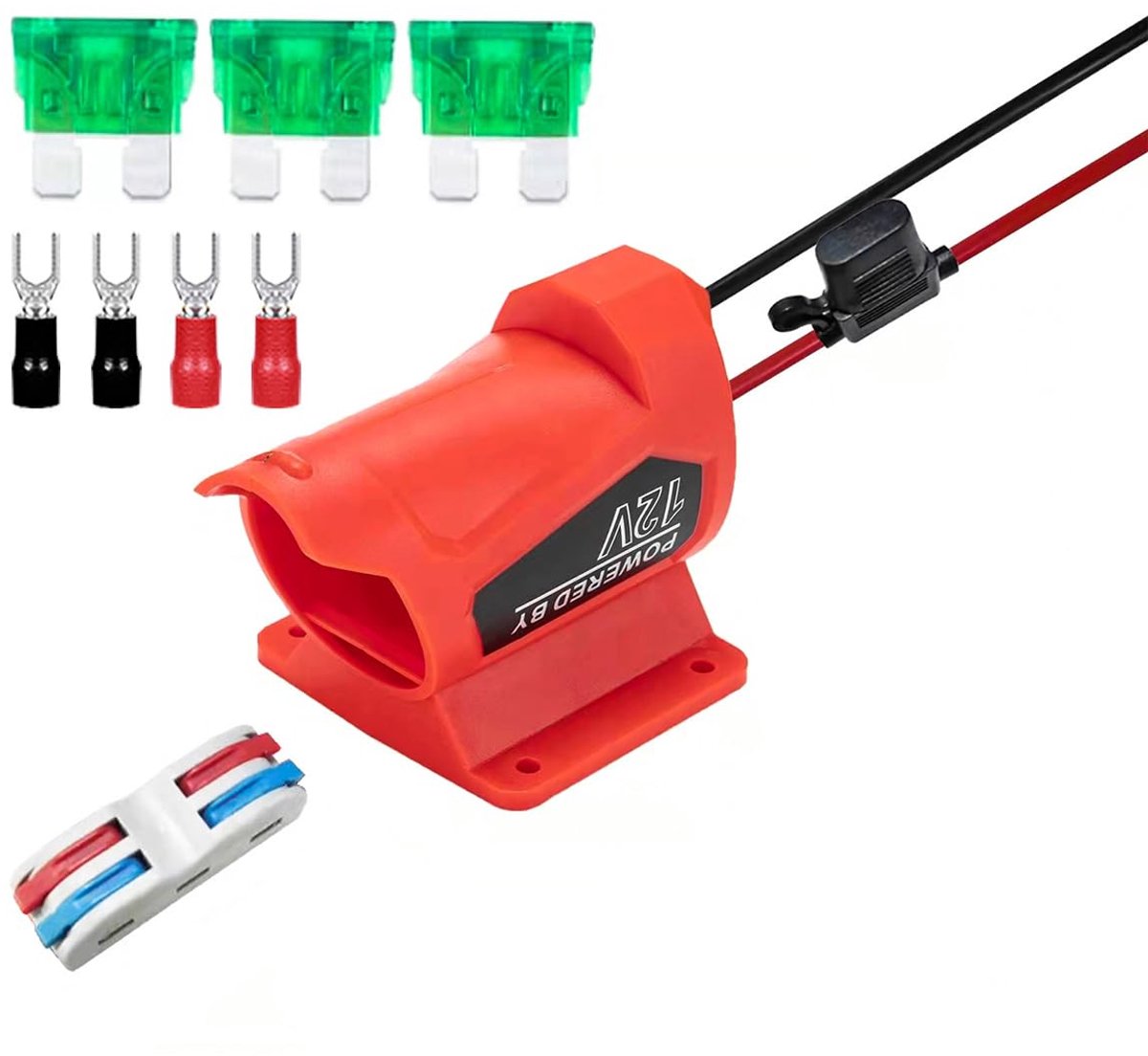 Accu-adapter voor Milwaukee 12V - Lithium batterij adapter met beveiligingszekering - Eenvoudige installatie - ShopVlot