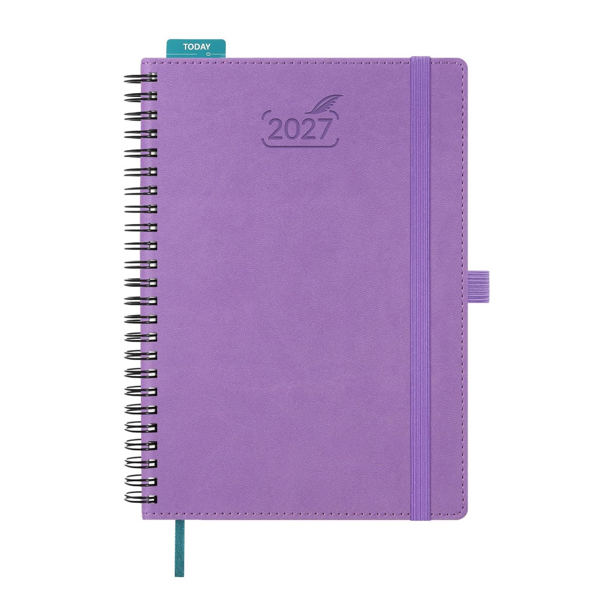 Agenda 2027 A5 ringband - PU-leer lavendel - weekplanner met maandregister - perfect voor organisatie - ShopVlot