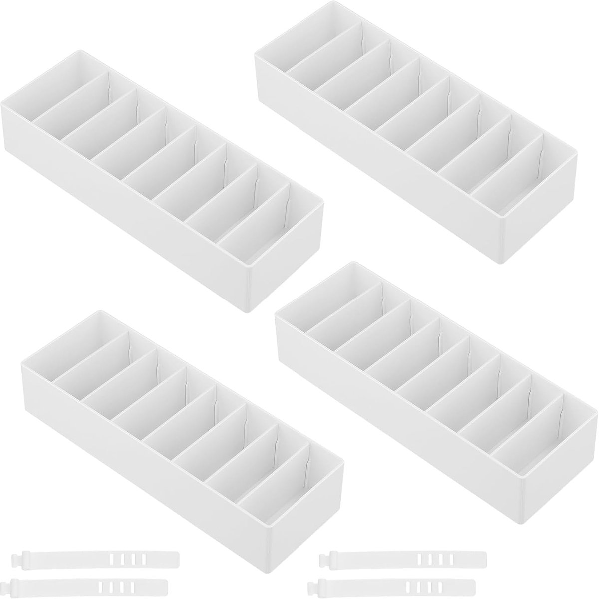 Set van 4 kabelorganizers, 26 x 9 x 5,7 cm, wit, kunststof, verstelbare kabelbox, kabelorganizer, laadkabelorganizer - ShopVlot