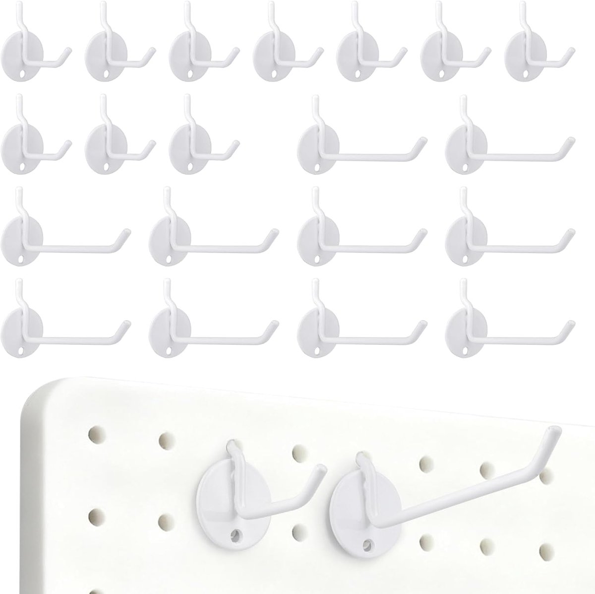 20pcs Pegboard hooks, metal steel peg board hooks with a disc-shaped base for hanging tools, stationery, market, (5 - ShopVlot