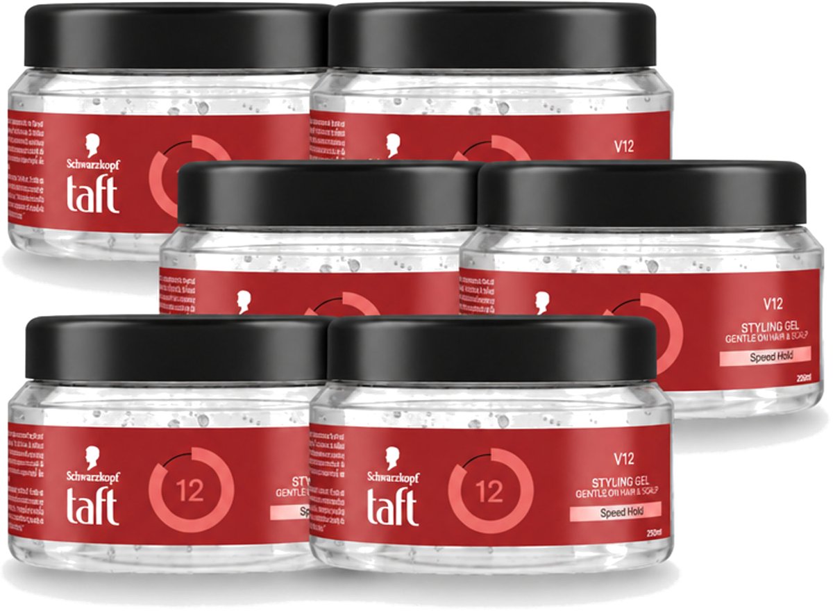 6 x Taft - V12 - Styling Gel - Supersnelle fixatie - 250 ml - Voordeelverpakking - 6 stuks