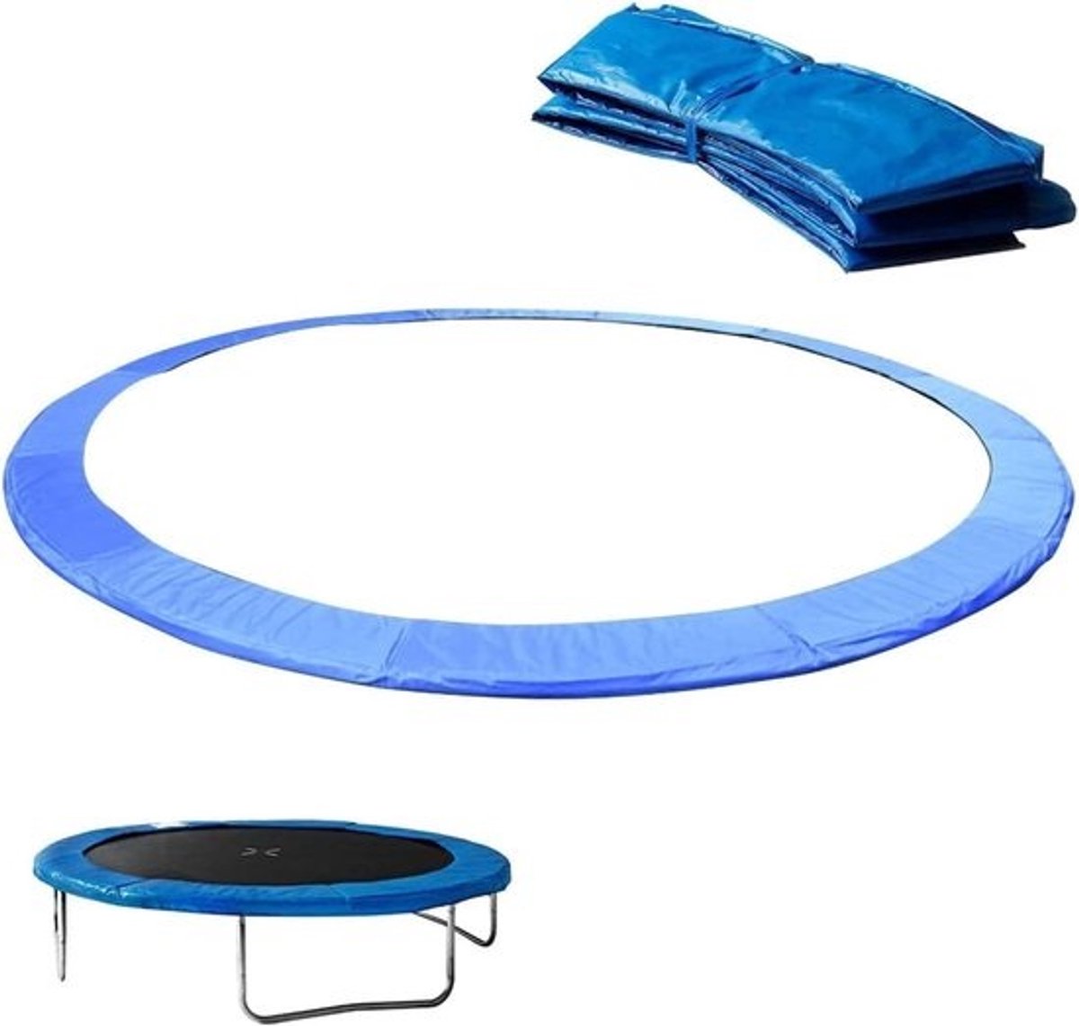 Veiligheidshoezen voor trampoline - Beschermring met randkussen - Veilig springen - Waterdicht en UV-bestendig - 6ft diameter - Blauw