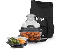 Ninja CRISPi 4-in-1 compact glazen kooksysteem - Airfryer, Roast, Recrisp, Keep Warm - Inclusief twee glazen schalen van 3.8L en 1.4L en bijpassende deksels - 2 Crisper-Plates - Silver