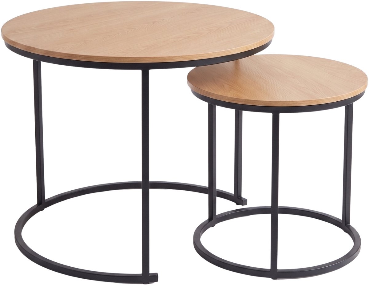 Set van 2 ronde salontafels, Diameter 60 cm x 50 cm