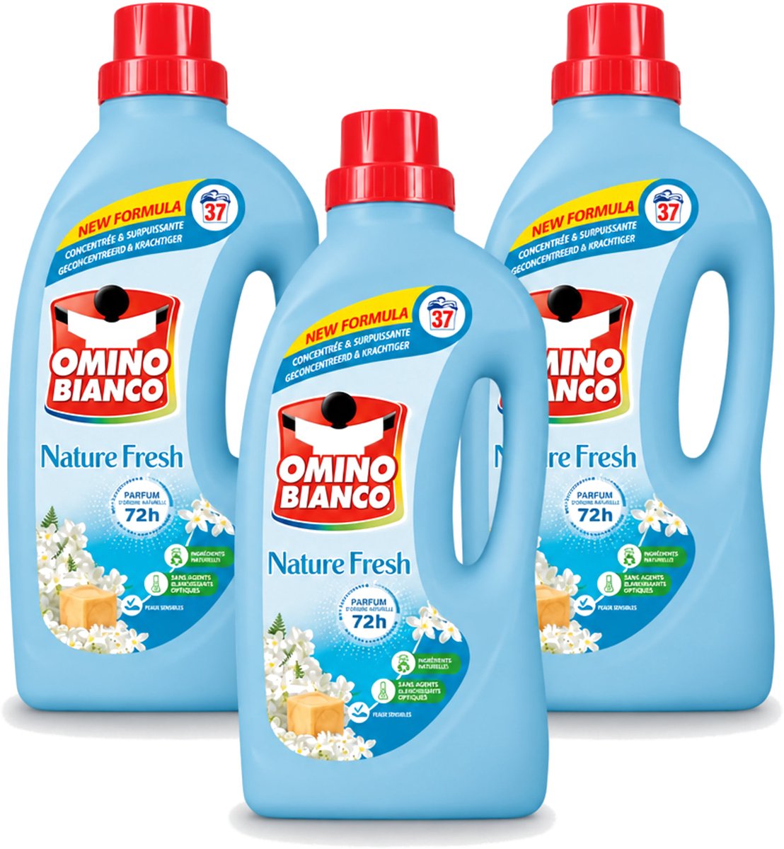 3 x Omino Bianco - Natuurlijk Fris - Wasmiddel - Gekleurde Was - 37 Wasbeurten - Voordeelverpakking - 3 stuks