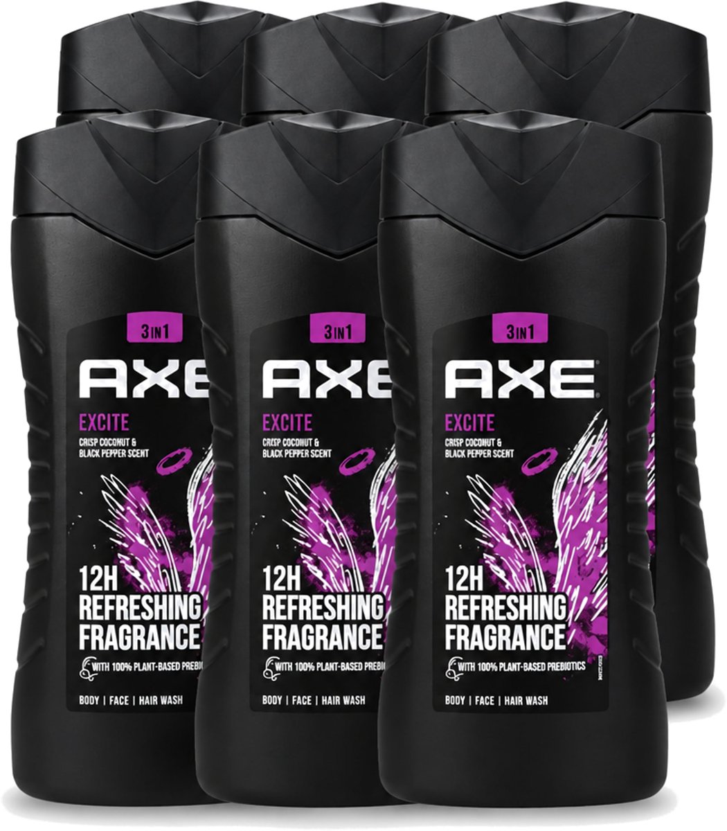 6 x AXE – Douchegel – Excite – 250 ml - Voordeelverpakking - 6 stuks