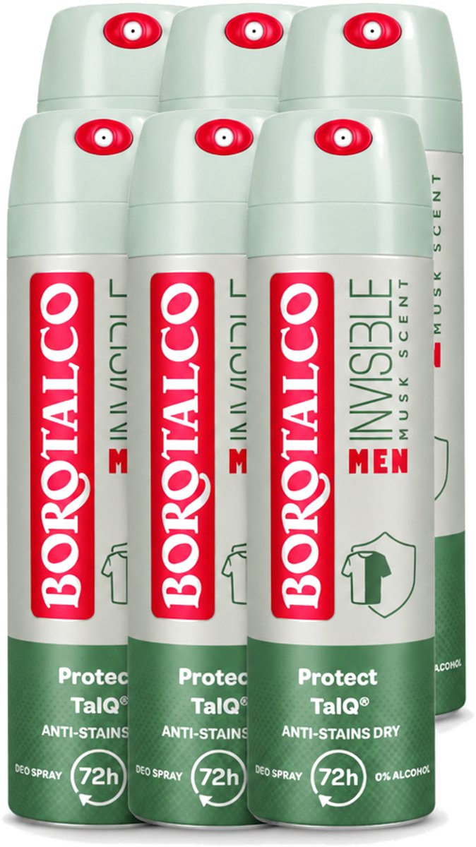6 x Borotalco – Deodorant Spray – Men Musk Geur – 150 ml - Voordeelverpakking - 6 stuks